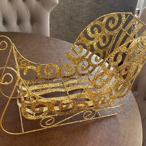 Gold Glitter Decorative Sleigh